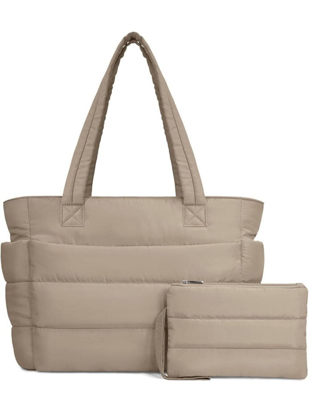 Women's Camel Travel lightweight Puffy Tote Handbag Quilted Shoulder Bag